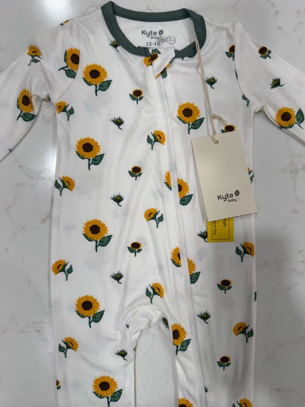 Kyte Baby Sunflower Zippered Romper - Sunflower - Picture 2 of 5